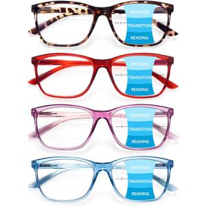 COJWIS Progressive Multifocus Reading Glasses Blue Light Blocking for Women Men Spring Hinge Computer Readers