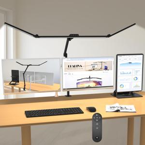 3000 Lumen Ultra Bright Architect Desk Lamp with Clamp, 36W Tall Overhead Led Desk Light for Home Office, 47Inch Long Dimmable Computer Monitor Light Bar with Remote for Table Desktop Drafting (Black)