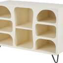 Deco 79 Wood Storage Shelving Unit 8 Shelf Shelving Unit with Black Metal Support, Display Shelf 40" x 15" x 28", Cream