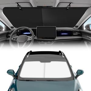 Automatic Retractable Car Sunshade, 2025 New Adjustable Auto Sunshades, Suction Cup Sunshade for Various Models, UV Rays Blocker for Drivers, Foldable 27x53inch(1 Set)