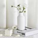 Bohemian White Ceramic Vase - for Pampas Grass, Mantel, Bookshelf, Entryway and Living Room Decor (White, 7in)