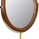 Tstarer Desk Makeup Mirror with Solid Wood,Elliptical Vanity Table Mirror for Living Room Bedroom (7.5 W x 13.5 H) (Rustic Brown)