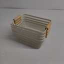 Ziliny 4 Pcs Metal Wire Basket with Wooden Handles Mesh Steel Storage Organizer Bin Containers for Home Organizing Cabinet Pantry Closet Kitchen Fridge Fruit Makeup Snacks Gifts(Small,Cream White)