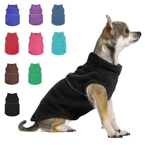 Dog Sweaters for Small Dogs Girl Fleece Vest Dog Sweater with Leash Hole Warm Pullover Puppy Jacket Small Doggy Sweater Female Winter Doggie Clothes Pink Teacup Puppy Outfit,Black, S