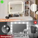 Small Vanity Desk, Vanity Desk with Mirror and Lights, Makeup Vanity Desks with Power Strip, Vanity Table with Drawers and Shelves, Adjustable Lighting, Dressing Table for Bedroom Dressing Room, White, tall: 55.1