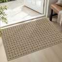 Door Mat Indoor Entrance 20x32, Non-Slip Washable Doormats Entry Way Mats, Dirt Resistant and Absorbent Welcome Mat, Easy Clean Low-Profile Doormat, Front Door, Inside Entrance, Beige (1'8" x 2'8" (Rectangular))