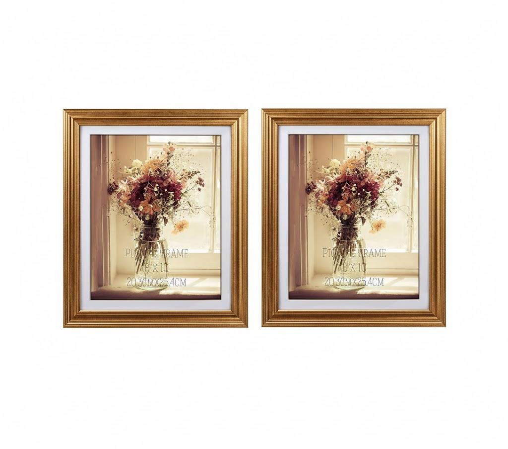 MEBRUDY 8x10 Picture Frames with Mat, Gold Photo Frames Set for Wall or Tabletop Display, 2Pack