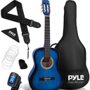 Pyle 36 Inch 6 String Classic Acoustic 3/4 Scale Guitar w/ Digital Tuner, Blue