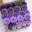 BSMYBO Purple Flower Artificial Roses Faux Flowers with Stems Mix Fake Roses Dahlia Chrysanthemum Ball for Wedding Bridal Bouquets, Table Centerpieces, Baby Shower, Party, Home Decorations