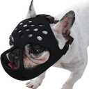 BARKLESS Dog Muzzle for Short Snout, Soft Frenchie Muzzle for Biting, Chewing, Licking for French Bulldogs Boston Terriers, Ideal for Flat-Faced Aggressive Dogs Grooming Walking, Allows Drinking (M (Head Cir: 15"-16.5"), Black)