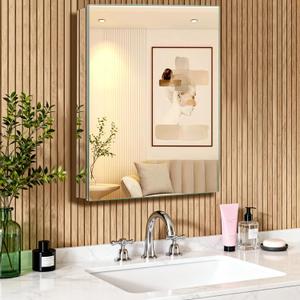 24 x 32 Inch Bathroom Medicine Cabinet with Mirror, Medicine Cabinet Mirror, Bathroom Mirror with Storage with 2 Adjustable Shelves, Assembly Required, Support Recessed or Surface Mount