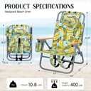 Backpack Beach Chair Wide Seat High Back Folding Camping Chair for Adults 5-Position Recline Supports 400lbs Portable Chair with Cup Holder Cooler Bag Storage Pouch for Outdoor Lawn Picnic