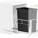 Insputer 40 QT 10 Gal Pull Out Trash Can Under Cabinet, Heavy Duty Under Sink Garbage Can Kit with Soft-Close Slides for Kitchen, Laundry,Sliding Waste Bin Container Recycling Bins with Chrome