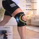 Light Hinged Knee Brace for Women, Strong Adjustable Compression Knee Brace for Men, Quick Wrap Around Patella Support with Side Stabilizers for Meniscus Tear, Arthritis, Size Large