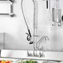 Commercial Kitchen Faucet Heavy Duty Wall Mount Sink Faucet, 8 Inch Center 47 Inch Commercial Kitchen Faucet with Pre-Rinse Sprayer and 14 Inch Add-On Spout for 1,2,3 Compartment Sinks