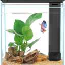 Betta Fish Tank, 2 Gallon Glass Aquarium Starter Kit, Small Fish Tank with Filter and Light.(Black)