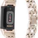 Bling Bands Compatible with Fitbit Charge 6/Charge 5, Metal Bracelet Luxurious Rhinestone Replacement Wristband for Women, Silver Black Gold