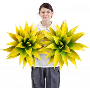 Velener Artificial Agave Plant Set, 28 Inch, Faux Aesthetic Plants for Home Decor, Realistic UV Resistant Fake Yellow Agave Plants Without Pot, Set of 2