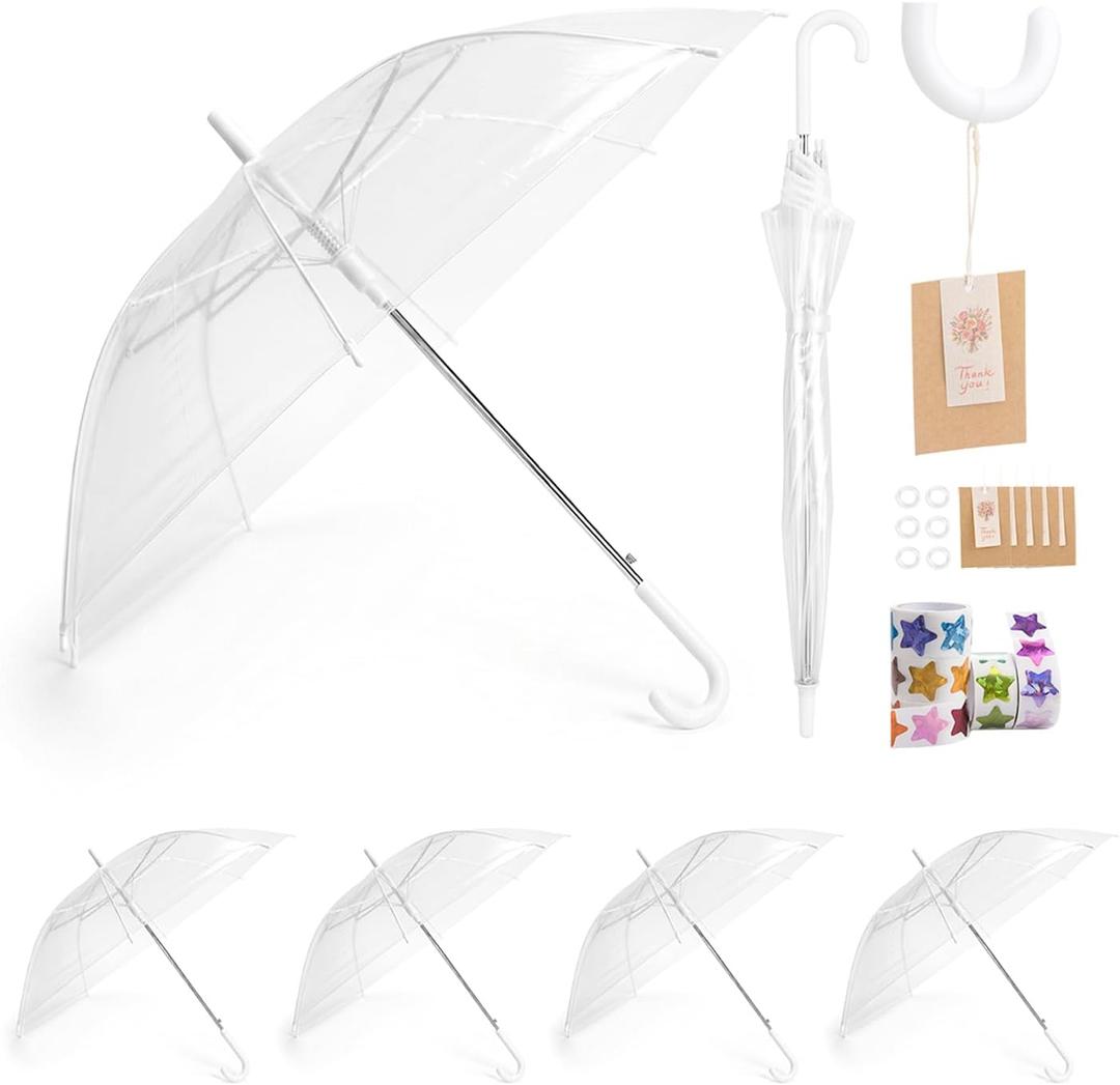 Clear Umbrella for Wedding with White Ribs,for Photography,Thankyou cards