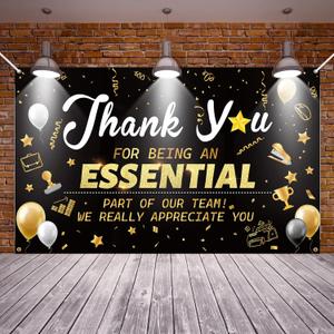 Teacher Appreciation Week Banner Employee Thanks Backdrop Thank You for Being An Essential Part Backdrop Staff Day Gifts Teacher Doctor Retirement Appreciation Party Supplies
