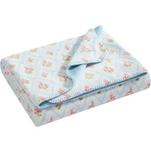 Laura Ashley - Plush Throw Blanket, 50x70, Soft and Warm with a Lightweight Feel, Reversible Trellis Floral Design, Pinfords Trellis Blue