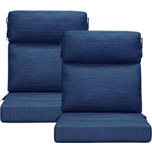 Outdoor High Back Chair Cushion, 2 Pack 44x21 inches Patio Chair Cushions Water Repellent Rocking Cushions Indoor Furniture Seat Pad, Navy