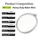 Baling Wire 14 Gauge 14 Feet,Baler Wire Ties Galvanized Steel,Heavy Duty Emergency Bale,Bundle Single Loop,Bailing Cardboard,for Horizontal and Vertical Closed Door Manual Tie Baler,100PCS