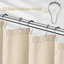 PANGSINNE Beige Fabric Shower Curtain - Waffle Textured Heavy Duty Shower Curtains for Bathroom, 256GSM Hotel Spa Luxury Weighted Bath Curtain with 12 Hooks, 72x80, Beige