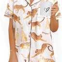 Pajamas for Women Set Short Sleeve Animal Graphic Pajamas Cute Printed Pajama Sets Button Down Pjs Sleepwear (Small)