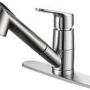 Kitchen Sink Faucet with Pull Down Sprayer, Low Arc Stainless Steel 1 or 3 Hole, Single Handle Brushed Nickel Pull Out Kitchen Faucet, Suitable for Farmhouse Camper Laundry Rv Bar