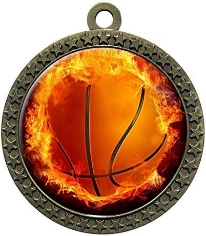 Express Medals Various Styles 1 to 50 Pack 2.5 Inch Gold Color Basketball Medals Trophy Award Medal Trophies Gift Prize Tournament Champion Team 1st Place First D212-FCL803, 5 Pack