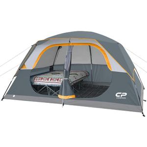 CAMPROS CP Tent 8 Person Camping Tents, Waterproof Windproof Family Dome Tent with Rainfly, Large Mesh Windows, Wider Door, Easy Setup, Portable with Carry Bag (Gray)