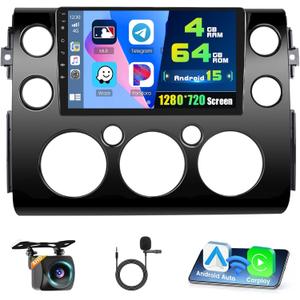 4+64G Android Car Stereo for Toyota FJ Cruiser 2006-2023,9 inch IPS 1280 * 720 Touch Screen Radio Wireless Apple Carplay Android Auto DSP 5G WiFi Bluetooth GPS FM RDS+Free AHD Backup Camera