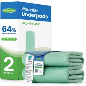 Noovirum Chuck Pads Washable - 34"x52"(Pack of 2) - Reusable Bed Underpads for Adults - Chux Pads for Incontinence - Heavy Absorbency Waterproof Mattress Protector for Elderly, Bedwetting, Postpartum