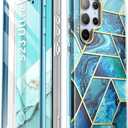 i-Blason for Samsung Galaxy S23 Ultra Case with Built-in Screen Protector, [Magnetic Charging] [Support Fingerprint ID], Full-Body Slim Women Girl Phone Case for Samsung Galaxy S23 Ultra 6.8", Ocean