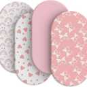 Baby Bassinet Sheets for Baby Boy Girls,4-Pack Fitted Bassinet Sheets Set Compatible with Halo Bassinest Swivel Sleeper,Baby Delight,Angelbliss,32"X16" (Pink Collection)