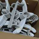 HGYZE Kid Hangers for Closet 50pcs, Grey Infant Clothes Hanger 11-14" Adjustable Plastic Baby Coat Perchas with Bear Hook, Non-Slip Children Outfit Hangars for Girl Boy Toddler Newborn Teen Clothing