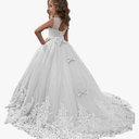 Girl Frilly Dress Backless Wedding Embroidery Birthday Floor Length Tulle Prom Ball Gown 8