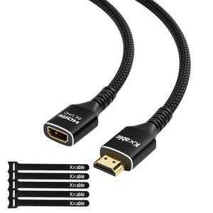 Kxable 8K HDMI Extension Cable 12 FT, HDMI 2.1 Ultra High Speed Male to Female Cord Adapter, OFC Conductor, Compatible with Roku TV Stick PS5 PS4 Xbox Laptop PC Player Google Chromecast Wii U HDTV