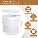 Mumufy 3 Pcs 3.5 Gallon Square Food Grade Bucket with Lid Square Bucket Pail Plastic Handles for Long Term Food Storage, Camping, Fishing, Home Organization Easy Stack and Store (White)