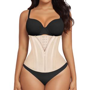 SHAPERX Waist Trainer for Women Corset Shapewear Tummy Control Sport Workout Waist Cincher Body Shaper Zipper and Hooks