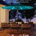 GarveeLife 9 ft Patio Umbrella with Solar Lights, Outdoor Table Umbrella with 32 LED Lights & Tilt Crank, 8 Ribs Market Table Umbrella for Pool, Deck, Backyard, Turquoise Blue