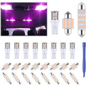 24 Pieces Dome Light LED Car Interior Bulb Kit Set 194 T10 DE3175 578 31mm 42mm Bulbs Interior Replacement Lights for Car Map License Plate Door Side Marker Cornering Trunk Light - Purple