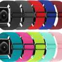 10 Pack Stretchy Solo Loop Compatible with Apple Watch Band 42/44/45MM Women Men,Soft Nylon Elastic Strap Wristband for iWatch Series 10 9 8 7 6 5 4 3 2 1 SE Ultra