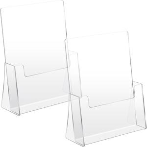 2PCS Acrylic Brochure Holder 8.5x11inch Flyer Table Stand Sign Holder Clear Plastic Countertop Desk Display Organizer for Office Home Store Magazines Pamphlets Booklets Literature Menu Journals