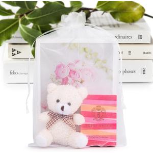 ANZNKU 8x12 Inch 100 Pack White Organza Bags Large Mesh Goody Bags Drawstring Gift Bag for Jewelry Candy Wedding Gift Party Favor