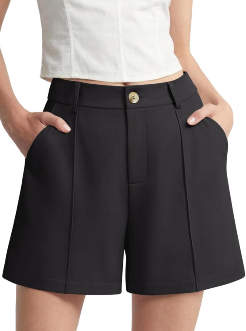 NIMIN Shorts for Women Dressy Casual High Waisted Tailored Short 2026 Summer Business Work Trousers Shorts with Pockets (Medium, Black)