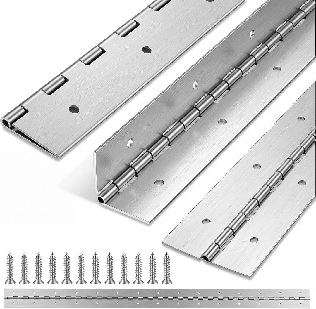 Wesiti 4 Pack 30 Inch Heavy Duty Piano Hinge 30" x 2" Stainless Steel 304 Silver Continuous Hinge for Large Cabinet, Industrial Storage Equipment Door, Commercial, DIY Wood Boxes, Woodworking