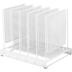 EASEPRES 5 Section Vertical Metal Mesh Desk File Organizer, Spacing Adjustable Upright Desktop Paper Mail Document Magazine Sorter Folder Holder for Workspace Office School Home, White