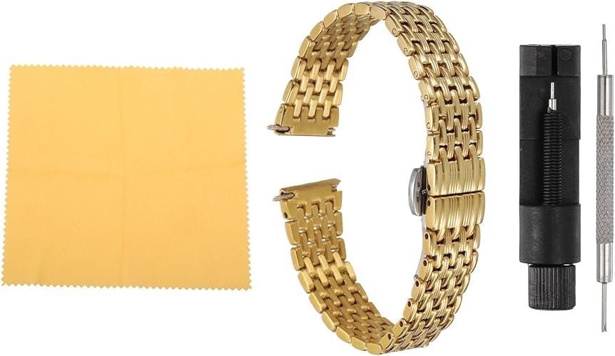 Stainless Steel Mesh Watch Band Quick Release Metal Watch Strap Adjustable Fold Butterfly Clasp Replacement Bands for Men Women